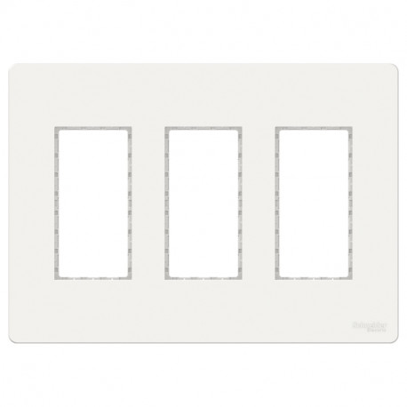 Unica - support + plaque boîte concentration - 3 col de 2 mod - Blanc