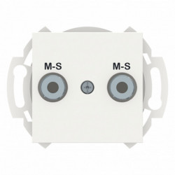 Unica - prise double multiservices M-S - Blanc - méca seul