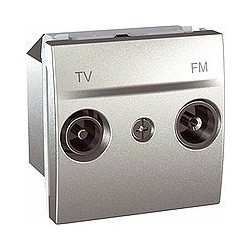 Prise TV/FM individuelle 2 Modules - Aluminium Schneider Unica