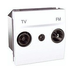 Prise TV/FM passage (1 entrée 1 sortie) 2 modules - Blanc Schneider Unica