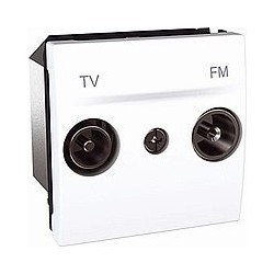 Prise TV/FM Fin de ligne 2 modules - Blanc Schneider Unica