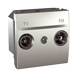 Prise TV/FM Fin de ligne 2 modules - Blanc Schneider Unica