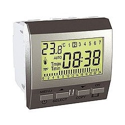 Thermostat Programmable hebdomadaire 2 modules - Aluminium Schneider Unica