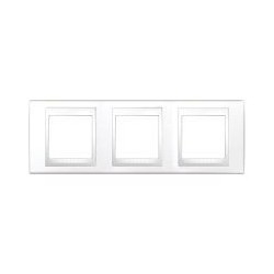 Plaque de Finition 3 Postes horizontal 71mm 6 Modules - Blanc Blanc Aluminium Schneider Unica
