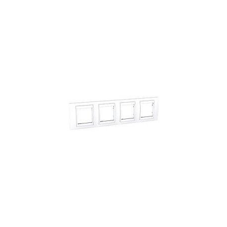 Plaque de Finition 4 Postes horizontal 71mm 8 Modules - Blanc Blanc Aluminium Schneider Unica