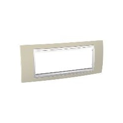 Plaque de Finition 1 Poste horizontal 6 Modules - Sable Blanc Aluminium Schneider Unica