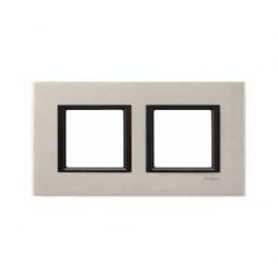 Plaque de Finition 2 Postes 2x2 Modules 71mm - Aluminium Apple liseré Noir Schneider Unica