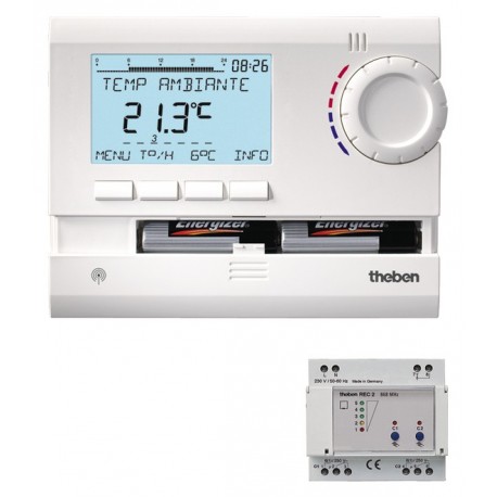 Thermostat Programmable Radiocommandé Rail DIN 2 canaux à Piles RAMSES 833 top2 HF Set 2 Theben