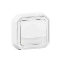 Poussoir NO-NF lumineux porte-étiquette Plexo complet encastré blanc