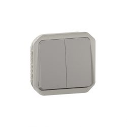 Commande double interrupteur ou poussoir Plexo composable gris / Legrand