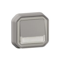 Poussoir NO-NF lumineux porte-étiquette Plexo complet encastré gris / Legrand