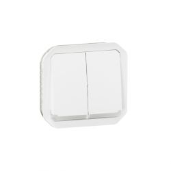 Commande double interrupteur ou poussoir lumineux Plexo composable blanc / Legrand