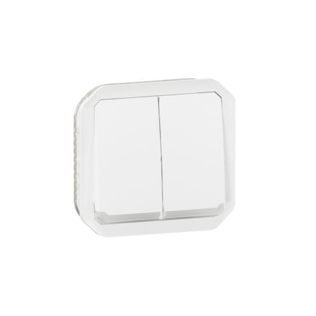 Commande double interrupteur ou poussoir lumineux Plexo composable blanc / Legrand