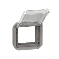 Adaptateur Plexo verrouillable à volet transparent pour Mosaic - composable gris / Legrand