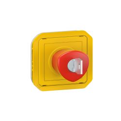 Coup de poing d'urgence déverrouillage à clé Plexo composable jaune / Legrand
