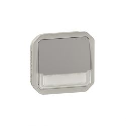 Poussoir NO-NF lumineux porte-étiquette Plexo composable gris / Legrand