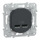 Ovalis - double chargeur USB A+A 10,5W - Anthracite