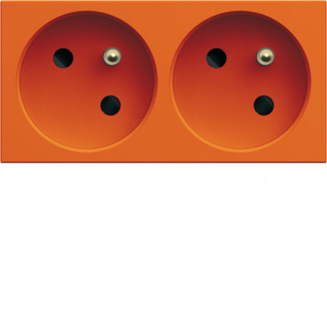 Prise de courant double speciale goulotte gallery 2P+T 16A orange