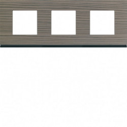 Plaque gallery 3 postes horizontale 71mm matiere grey wood