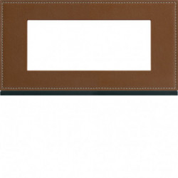 Plaque gallery 5 modules entraxe 71mm matiere coffee leather