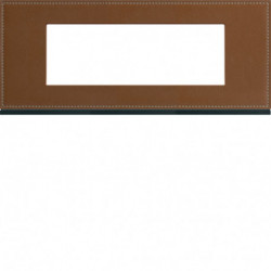 Plaque gallery 6 modules entraxe 57mm matiere coffee leather