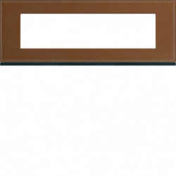Plaque gallery 8 modules entraxe 71mm matiere coffee leather