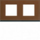 Plaque gallery 2 postes horizontale 71mm matiere coffee leather