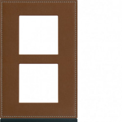 Plaque gallery 2 postes verticale 57mm matiere coffee leather
