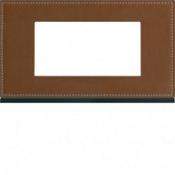 Plaque gallery 4 modules entraxe 57mm matiere coffee leather