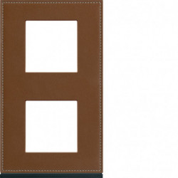 Plaque gallery 2 postes verticale 71mm matiere coffee leather
