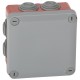 Bte carrée 105x105x55 étanche Plexo gris/rouge - embout (7) -IP55/IK07- 960°C