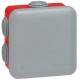Bte carrée 80x80x45 étanche Plexo gris/rouge - embout (7) -IP55/IK07- 960°C