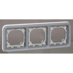 support plaque pour encastre prog plexo composable gris 3 postes horiz