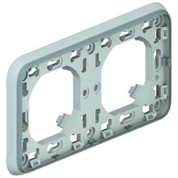 support plaque pour encastre prog plexo composable gris 2 postes horiz