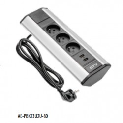 Bloc PRISE DE COIN 2 P+T X 3 230V, avec 2 prises USB