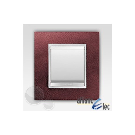 Interrupteur 2 modules lux cuir rubis sur blanc complet + support Gewiss Chorus 