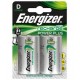Piles rechargeables 2500mAh - HR20 ENEGIZER PowerPlus D - Lot de 2