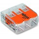 Borne de raccordement WAGO 221 Mini / 3 pôles transparents - orange / Boite de 50pcs