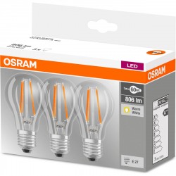 Boîte ampoules LED 3x7W - E27 Blanc chaud - 806lm / Osram
