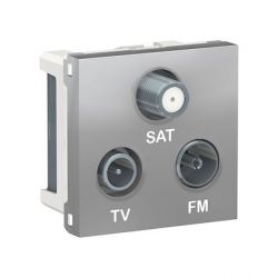Unica - prise TV + FM + SAT - 2 mod - Alu - méca seul