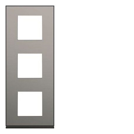 Plaque gallery 3 postes verticale 71mm placage steel
