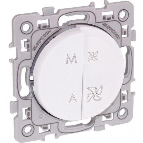 Commande VMC 2 vitesses + interrupteur on-off Square Blanc / Eurohm